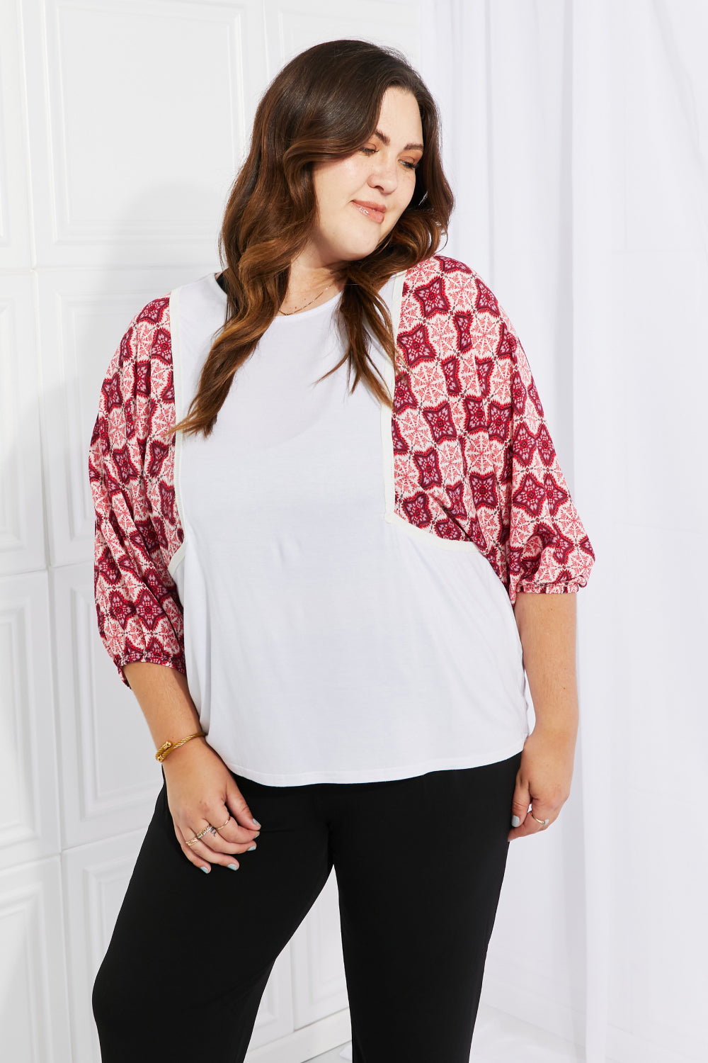 Petal Dew Begin Again Full Size Printed Sleeve Top Ins Street