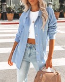 Addyson Button Down Knit Shacket - Baby Blue ENTR-001