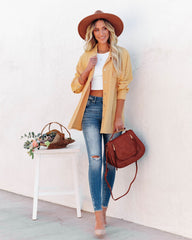 Addyson Button Down Knit Shacket - Yellow ENTR-001