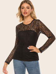 Lace Yoke Spliced Top Ins Street