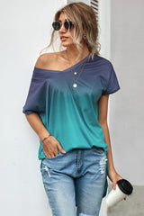 Ombre Color Block Shirt Ins Street