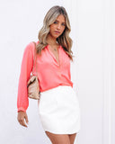 Aila Faux Leather Mini Skirt - White ENDL-001