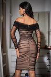 Xella Ruched Mesh Bandage Midi Dress - Black Ins Street