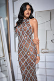 Laney Sequin Crystal Maxi Dress - Dark Nude Ins Street