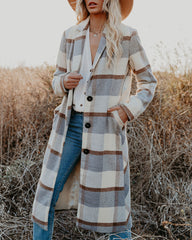 Alanis Pocketed Plaid Coat PROM-001