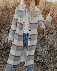 Alanis Pocketed Plaid Coat PROM-001