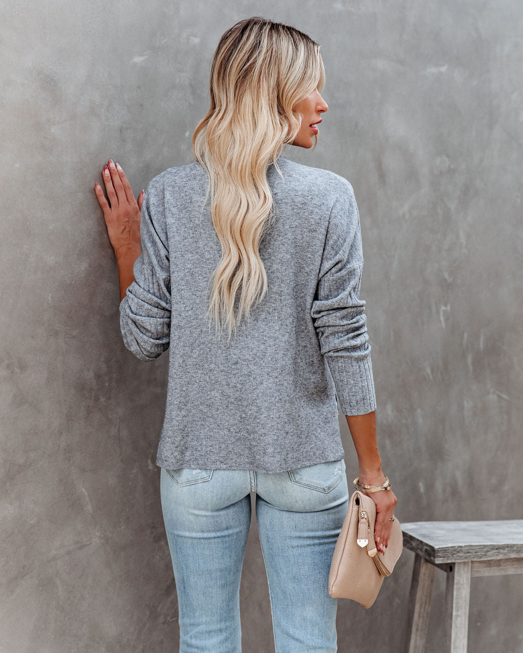 Alesso Ribbed Sleeve Knit Sweater - Heather Grey - FINAL SALE ON T-001