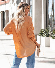 Alexie Button Down Ribbed Knit Top - Apricot LIST-001