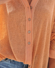 Alexie Button Down Ribbed Knit Top - Apricot LIST-001