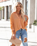 Alexie Button Down Ribbed Knit Top - Apricot LIST-001