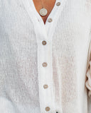 Alexie Button Down Ribbed Knit Top - Cream LIST-001