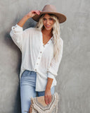Alexie Button Down Ribbed Knit Top - Cream