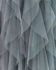 Allegro Ruffle Tulle Midi Skirt - Grey Blue STRU-001