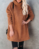 All Fired Up Pocketed Cowl Neck Sherpa Pullover FLAW-001
