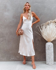 All For You Satin Midi Slip Dress - Champagne ONE-001