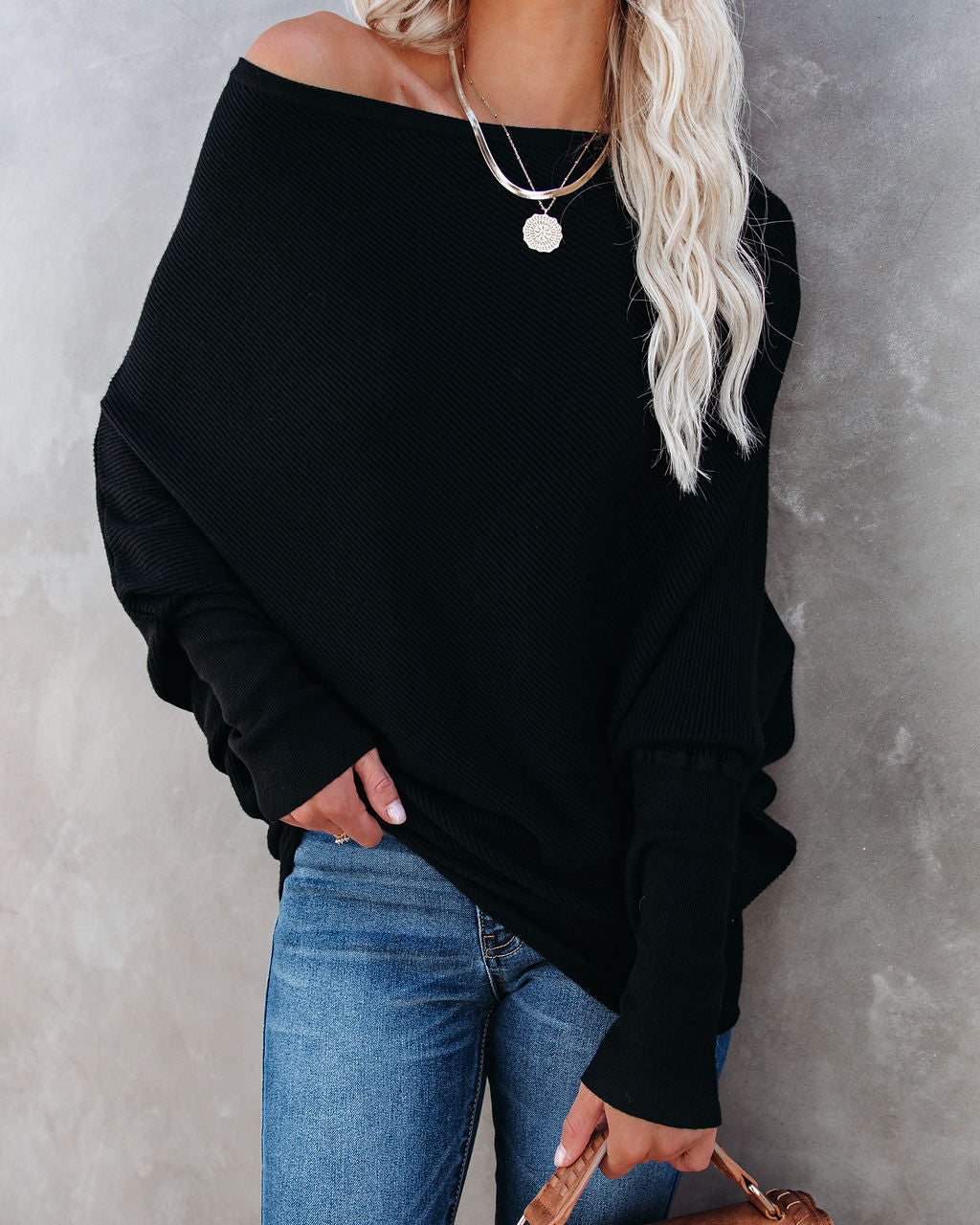 All That Ribbed Cashmere Blend Sweater - Black OLIV-001