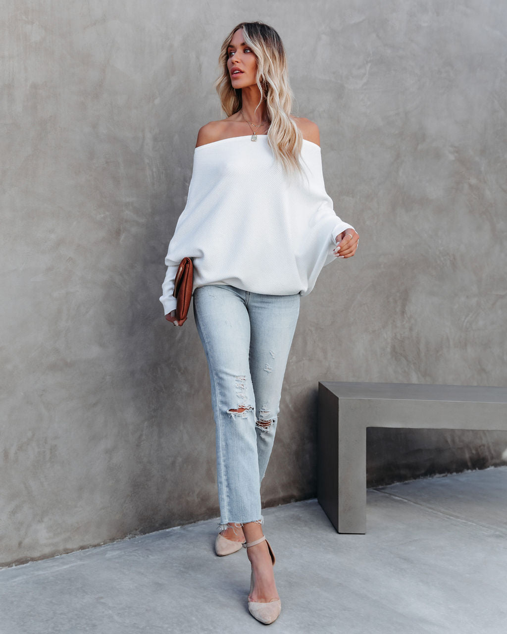 All That Ribbed Cashmere Blend Sweater - Ivory - FINAL SALE OLIV-001