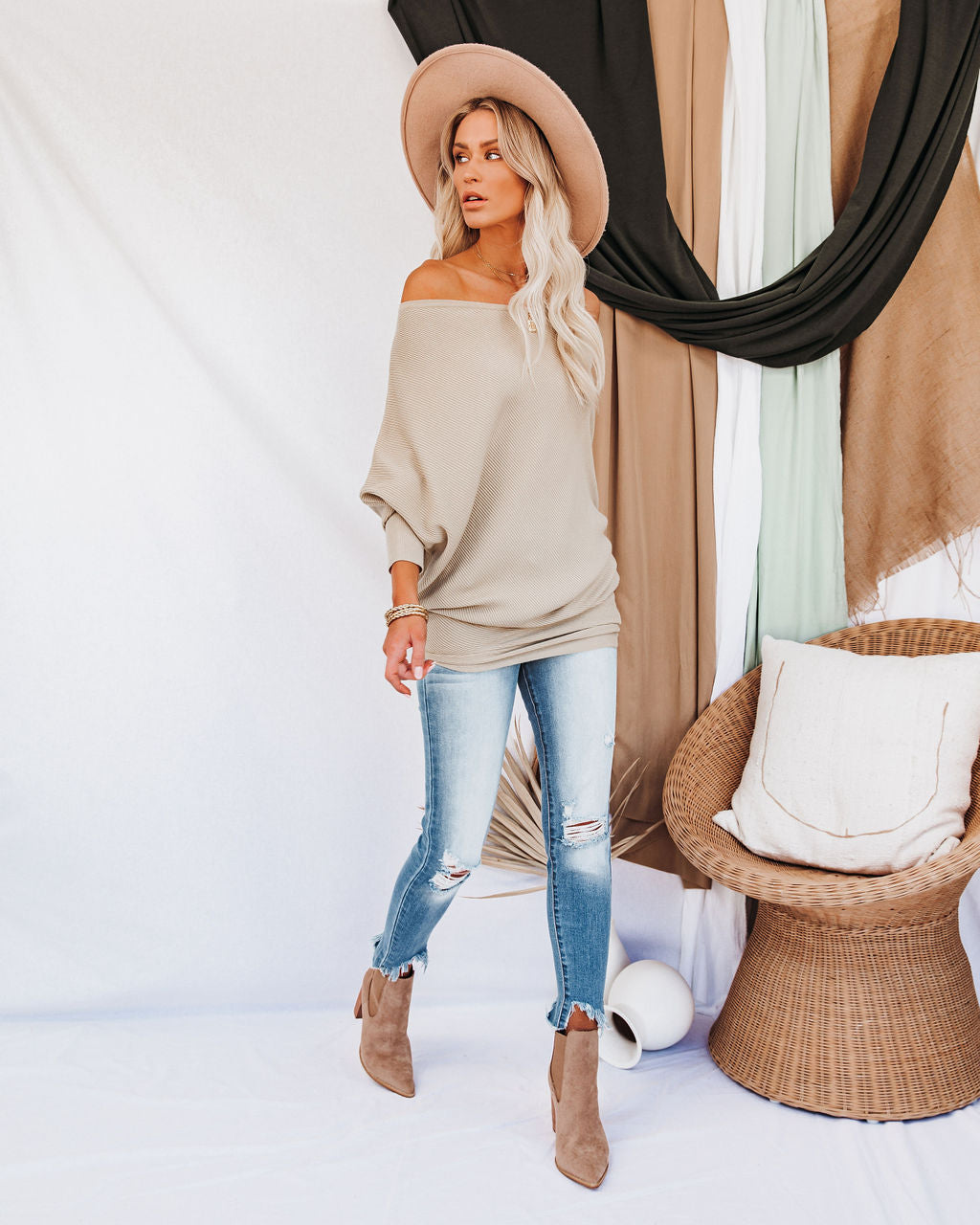 All That Ribbed Cashmere Blend Sweater - Khaki OLIV-001