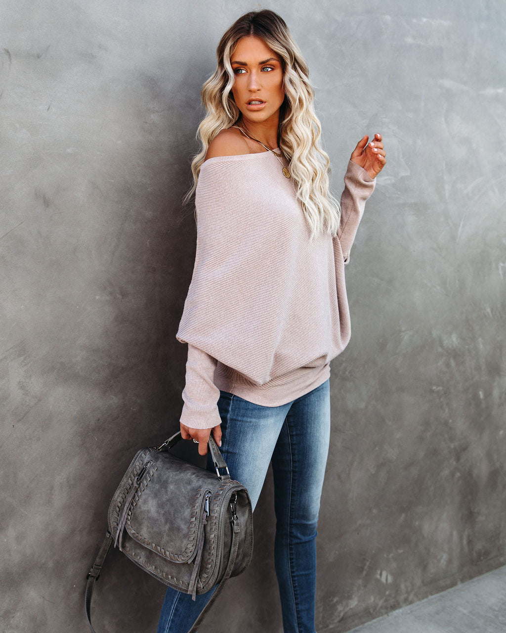 All That Ribbed Cashmere Blend Sweater - Light Mocha OLIV-001