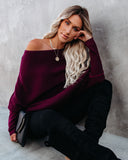All That Ribbed Cashmere Blend Sweater - Wine - FINAL SALE OLIV-001