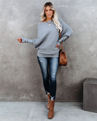 All That Ribbed Cashmere Blend Sweater - Heather Grey - FINAL SALE OLIV-001