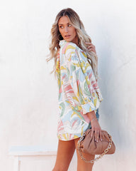 Always Sunny Printed Button Down Blouse - Lemon Multi ACOA-001