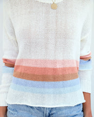 Amal Cotton Blend Striped Sweater - Ocean Sunset THRE-001