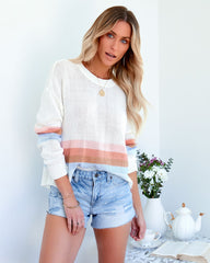 Amal Cotton Blend Striped Sweater - Ocean Sunset THRE-001