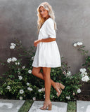 Amber Cotton Pocketed Puff Sleeve Dress - White &MER-001