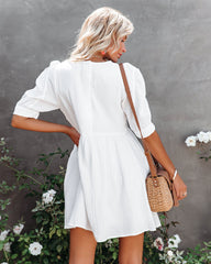 Amber Cotton Pocketed Puff Sleeve Dress - White &MER-001