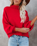 Amsterdam Mock Neck Sweater - Cherry Red FATE-001