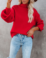 Amsterdam Mock Neck Sweater - Cherry Red FATE-001