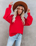 Amsterdam Mock Neck Sweater - Cherry Red FATE-001