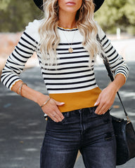 Ambrose Striped Scalloped Knit Top - FINAL SALE TEA-002