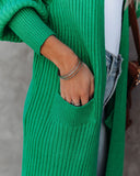 Amyah Pocketed Knit Duster Cardigan - Emerald AEOM-001