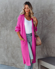 Amyah Pocketed Knit Duster Cardigan - Fuchsia AEOM-001