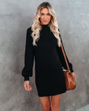 Anastasia Mock Neck Knit Sweater Dress - Black - FINAL SALE LUMI-001