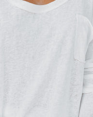 Andie Cotton Blend Long Sleeve Tee - White - FINAL SALE FLAW-001