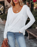 Andie Cotton Blend Long Sleeve Tee - White - FINAL SALE FLAW-001