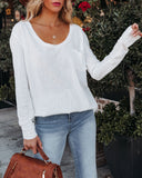 Andie Cotton Blend Long Sleeve Tee - White - FINAL SALE FLAW-001