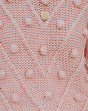 Angel Aura Relaxed Knit Pom Sweater - Blush FLAT-001