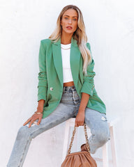 Angelita Pocketed Blazer - Sea Green FLAW-001