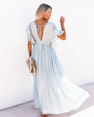 Anika Pocketed Button Down Ruffle Maxi Dress - Waterlily FLAW-001