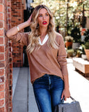 Annalise Contrast Collar Knit Sweater - Camel - FINAL SALE STAC-001