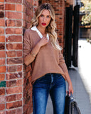 Annalise Contrast Collar Knit Sweater - Camel - FINAL SALE STAC-001
