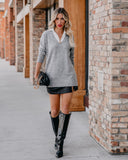 Annalise Contrast Collar Knit Sweater - Heather Grey - FINAL SALE STAC-001
