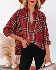 Antonio Cotton Linen Plaid Button Down Top - FINAL SALE FLAW-001