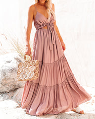 April Rain Pocketed Cutout Maxi Dress - Dusty Mauve MUST-001