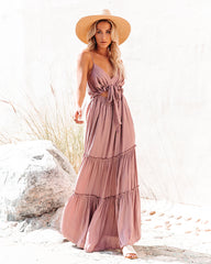 April Rain Pocketed Cutout Maxi Dress - Dusty Mauve MUST-001