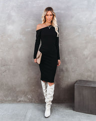 Arielle Off The Shoulder Ribbed Knit Midi Dress - FINAL SALE InsStreet